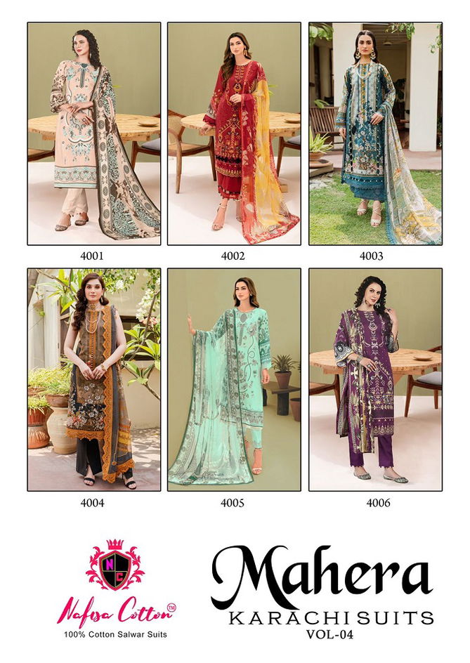 Mahera Vol 4 By Nafisa Printed Karachi Cotton Dress Material Wholesale Clothing Suppliers In India
